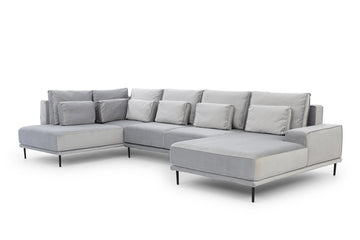 Nicole U Hoekbank met Slaapfunctie & Opbergruimte | Kleur: Naar keuze | Maat: 356x75x200 cm