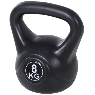 Kettlebell 8 kg met zandvulling voor beginners | Kleur: Zwart | Afmetingen: 17x22x24 cm