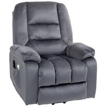 Elektrische sta-opstoel met massage en relaxfunctie | Kleur: Grijs | Afmetingen: 94x85x107 cm