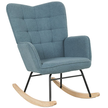 Schommelstoel voor woonkamer of babykamer | Kleur: Blauw | Afmetingen: 71x98x101 cm