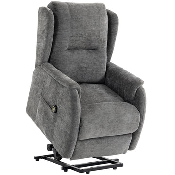 Relaxfauteuil met opsta-hulp voor senioren | Kleur: Donkergrijs | Afmetingen: 76x89x103 cm