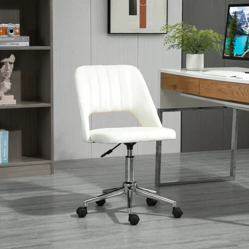 Bureaustoel - Ergonomische stoel met wielen | Kleur: Beige | Afmetingen: 49x54x79-91 cm