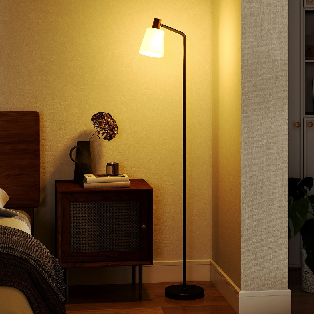 LED-vloerlamp, 350° draaibare kop, 3 lichtkleuren | Kleur: Zwart, Wit | Afmetingen: 21x45x148 cm