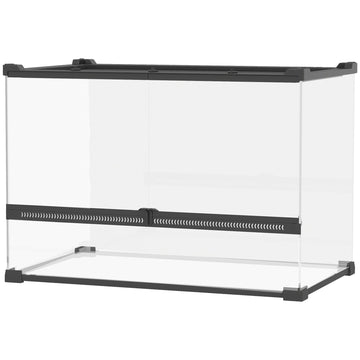 Glazen terrarium voor reptielen | Kleur: Zwart, transparant | Afmetingen: 50x30x35 cm