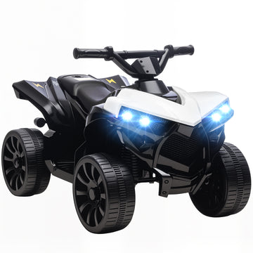 Kinderquad elektrisch 6V met muziek en LED-koplampen | Kleur: Wit | Afmetingen: 42x70x45 cm