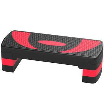 Aerobic stepper - Verstelbare fitness-stepbank | Kleur: Zwart, rood | Afmetingen: 80x31x20 cm