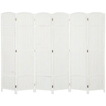 6-delig kamerscherm - Opvouwbare roomdivider | Kleur: Wit | Afmetingen: 240x1.6x170 cm