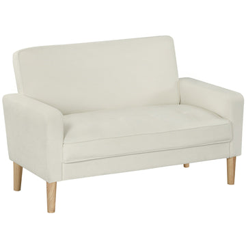 2-zitsbank wit met fluweelachtige bekleding | Kleur: Wit | Afmetingen: 130x74.5x82 cm