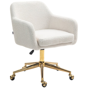 Verstelbare bureaustoel met fluwelen bekleding | Kleur: Wit | Afmetingen: 61x60x79-88 cm