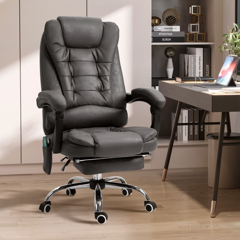 Massage bureaustoel met voetensteun | Kleur: Donkergrijs | Afmetingen: 65x160x104 cm