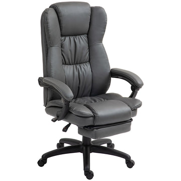 Massage bureaustoel met voetensteun | Kleur: Grijs | Afmetingen: 68.5x68.5x113-121 cm