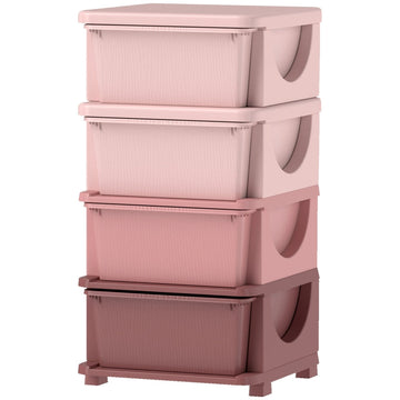 Kinderopbergkast met laden | Kleur: Roze | Afmetingen: 37x37x76 cm