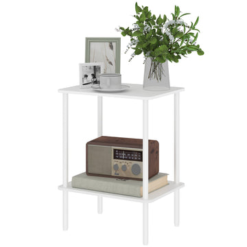 Moderne 2-laags bijzettafel met opbergruimte | Kleur: Wit | Afmetingen: 30x40x52.2 cm