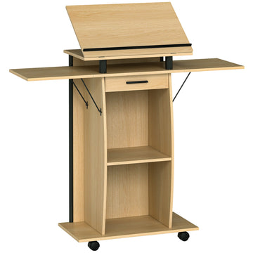 Paneelstandaard met zijvleugels | Kleur: Bruin | Afmetingen: 126x37x109.5/136 cm