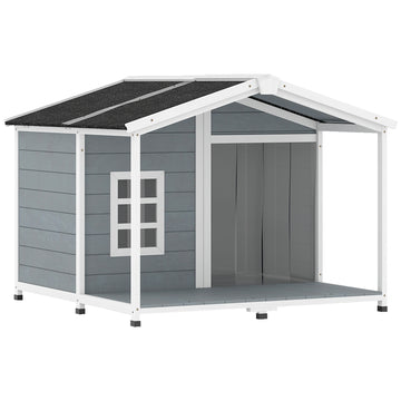 Hondenhok met terras | Kleur: Grijs | Afmetingen: 103x107x83,5 cm