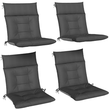 4-delige outdoor zitkussens met banden | Kleur: Donkergrijs | Afmetingen: 53x111,5x8 cm