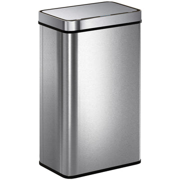 Sensor prullenbak 60 L met automatisch deksel | Kleur: Zilver | Afmetingen: 27x39x66 cm
