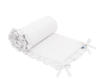 Baby bedbumper - bedomranding - anti-allergisch, zachte bescherming voor wieg, met ruches, wit