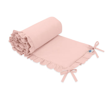 Baby bedbumper, ledikant stootrand, anti-allergisch en past op 120x60 en 140x70 cm – pastelroze