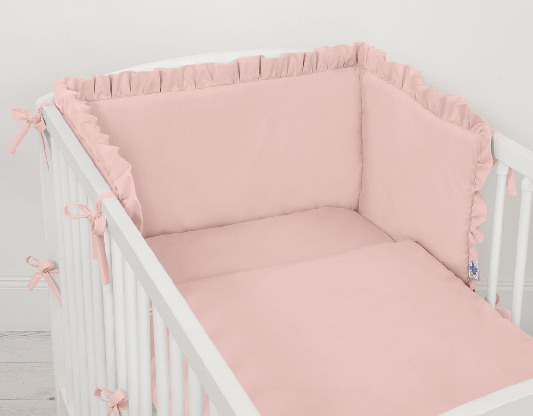 Baby bedbumper, ledikant stootrand, anti-allergisch en past op 120x60 en 140x70 cm – pastelroze
