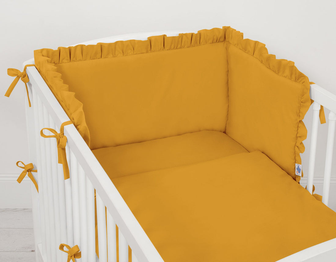 Universele babybedrand, ledikantbumper, zachte anti-allergene bescherming, honinggeel, ruches