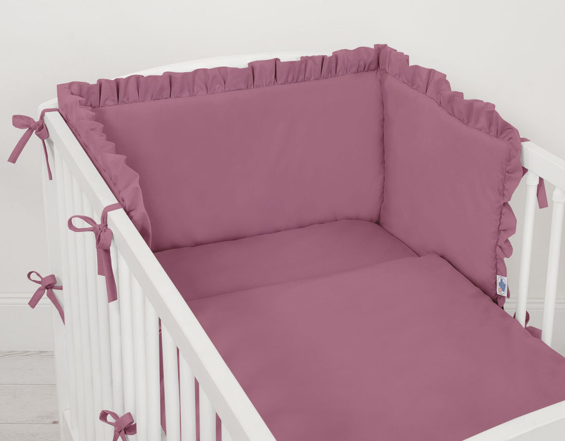 Babybedbumper - bedrandbeschermer - optimale bescherming & comfort - pastel violet - ruches