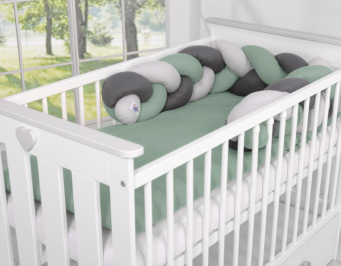 Knutskydd för spjälsäng - vävd sängskydd - skyddar barnet mot stötar och klämskador