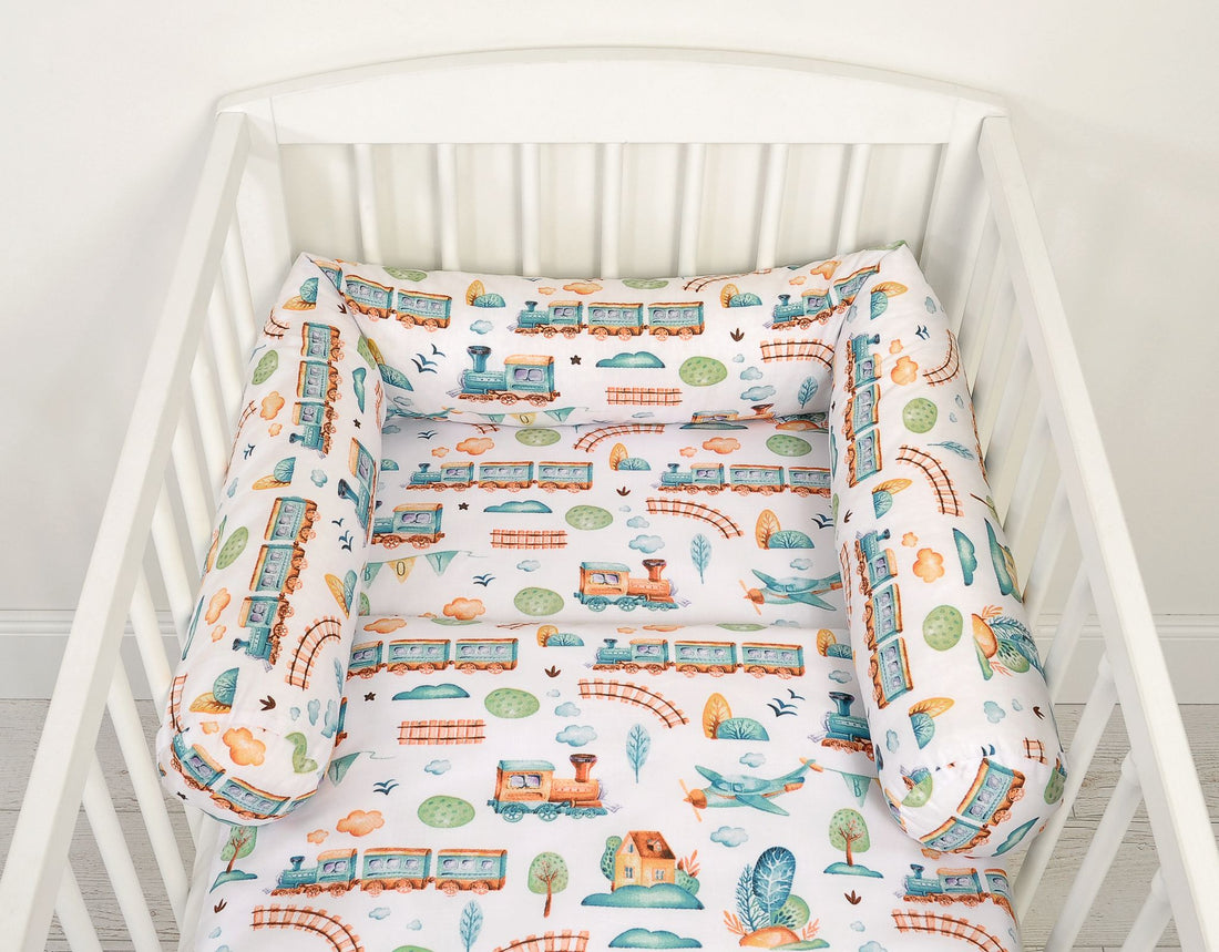 Rullskydd babysäng - sängskydd - extra mjukt skydd, 100% bomull, Oeko-Tex