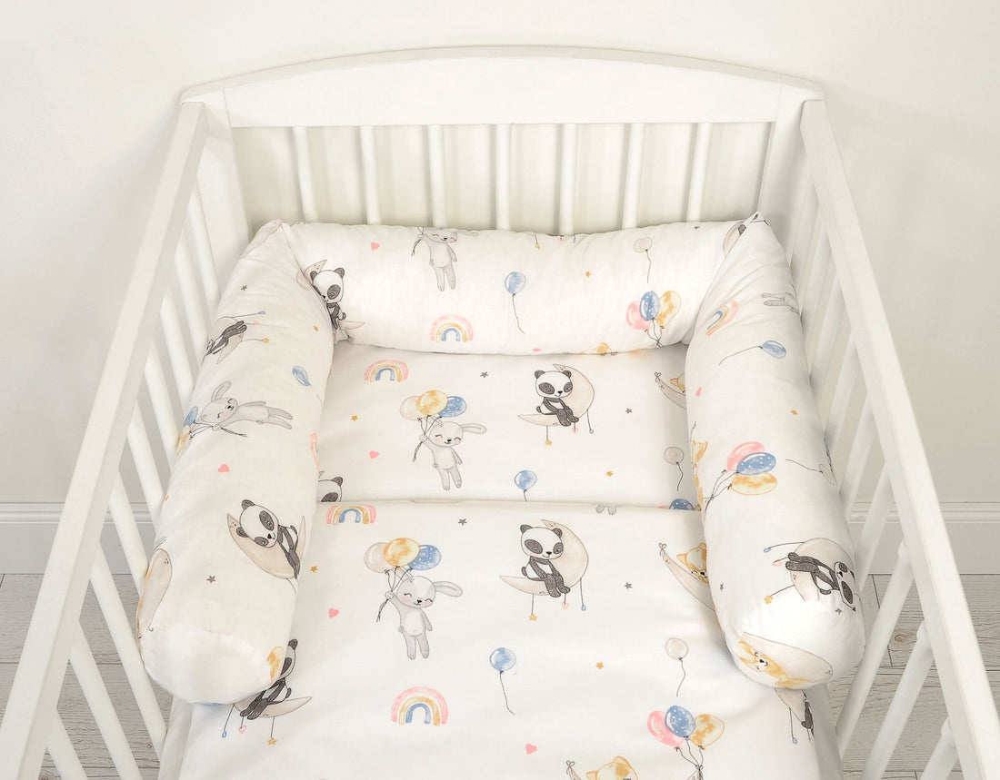 Rullstötfångare för babysäng - sänggrind - flexibel och dekorativ, Oeko-Tex, bomull, 160 cm