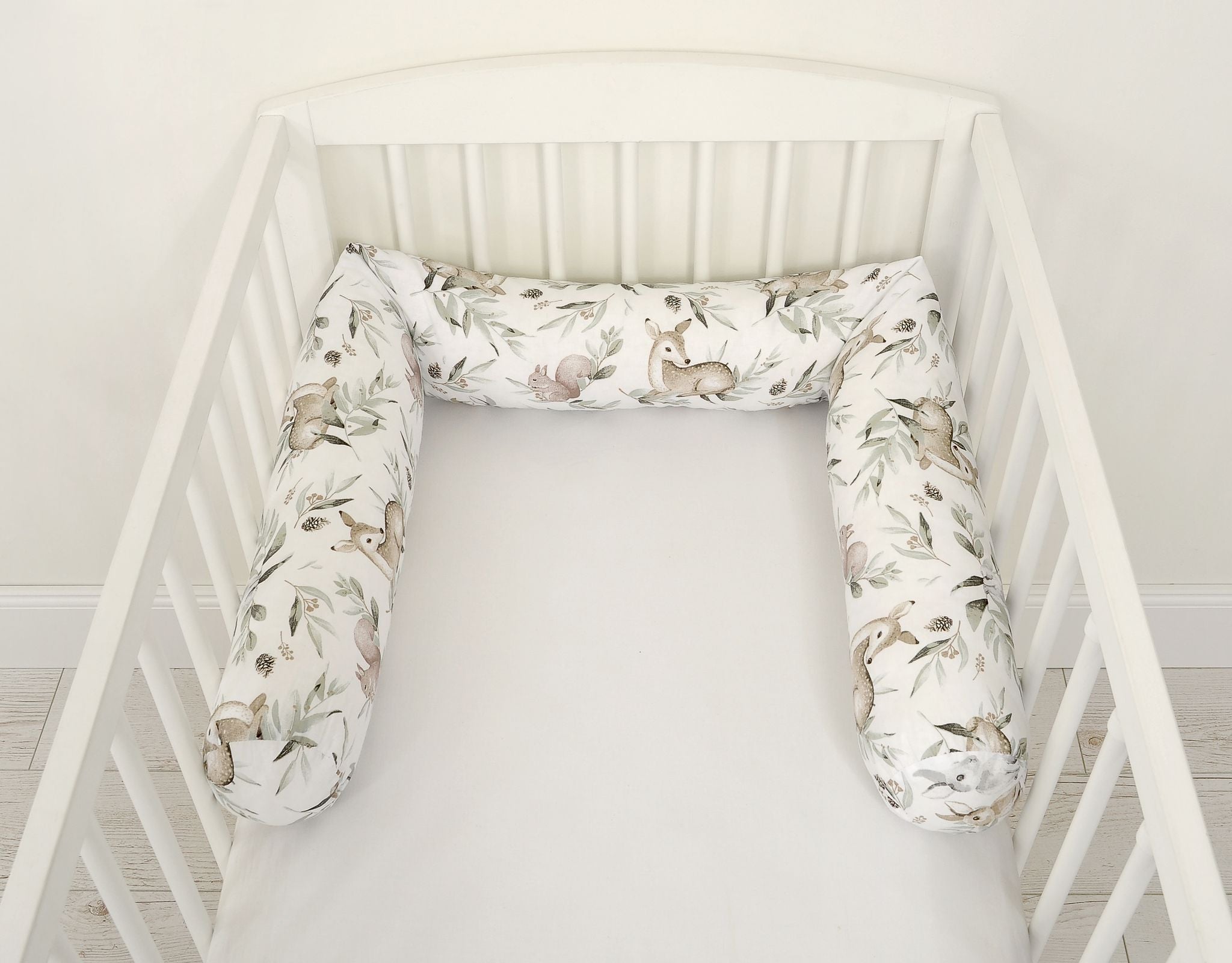 Universele roller bumper babybed - bedrandbeschermer - extra bescherming en comfort - Woodland Olive