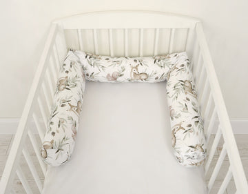 Universele roller bumper babybed - bedrandbeschermer - extra bescherming en comfort - Woodland Olive