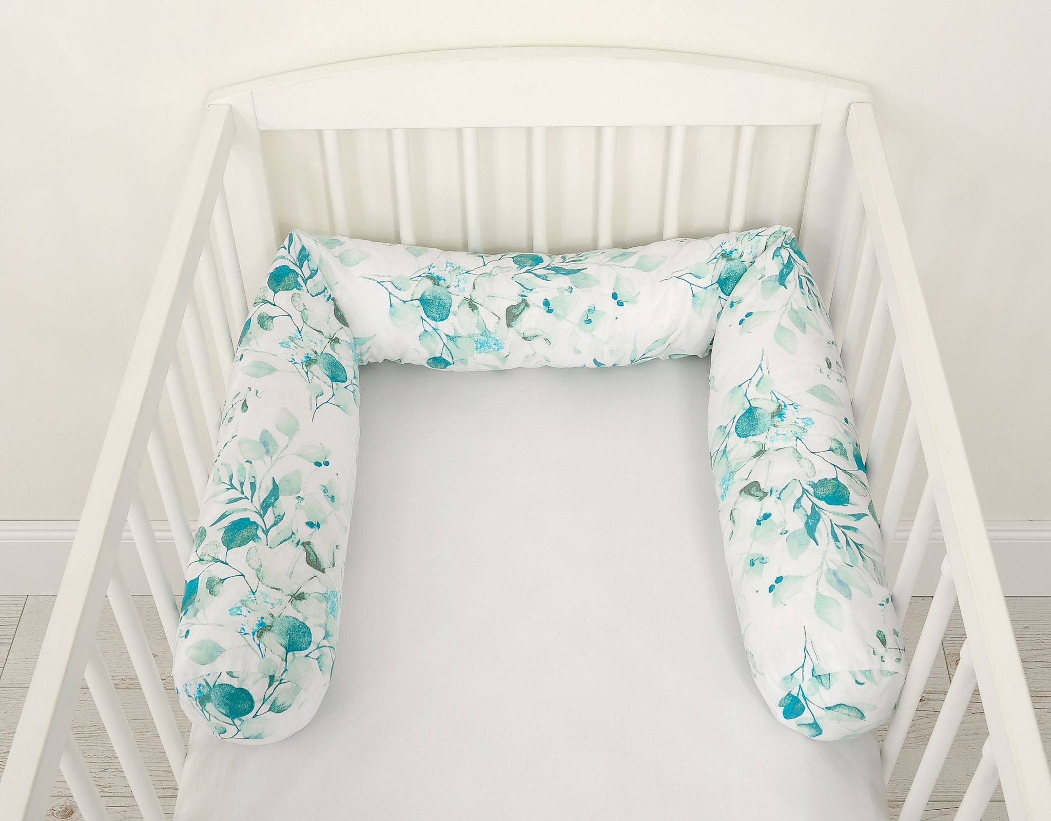 Universele roller bumper babybed – bedbumper – anti-allergisch & OekoTex katoen – Eucalyptus Mint