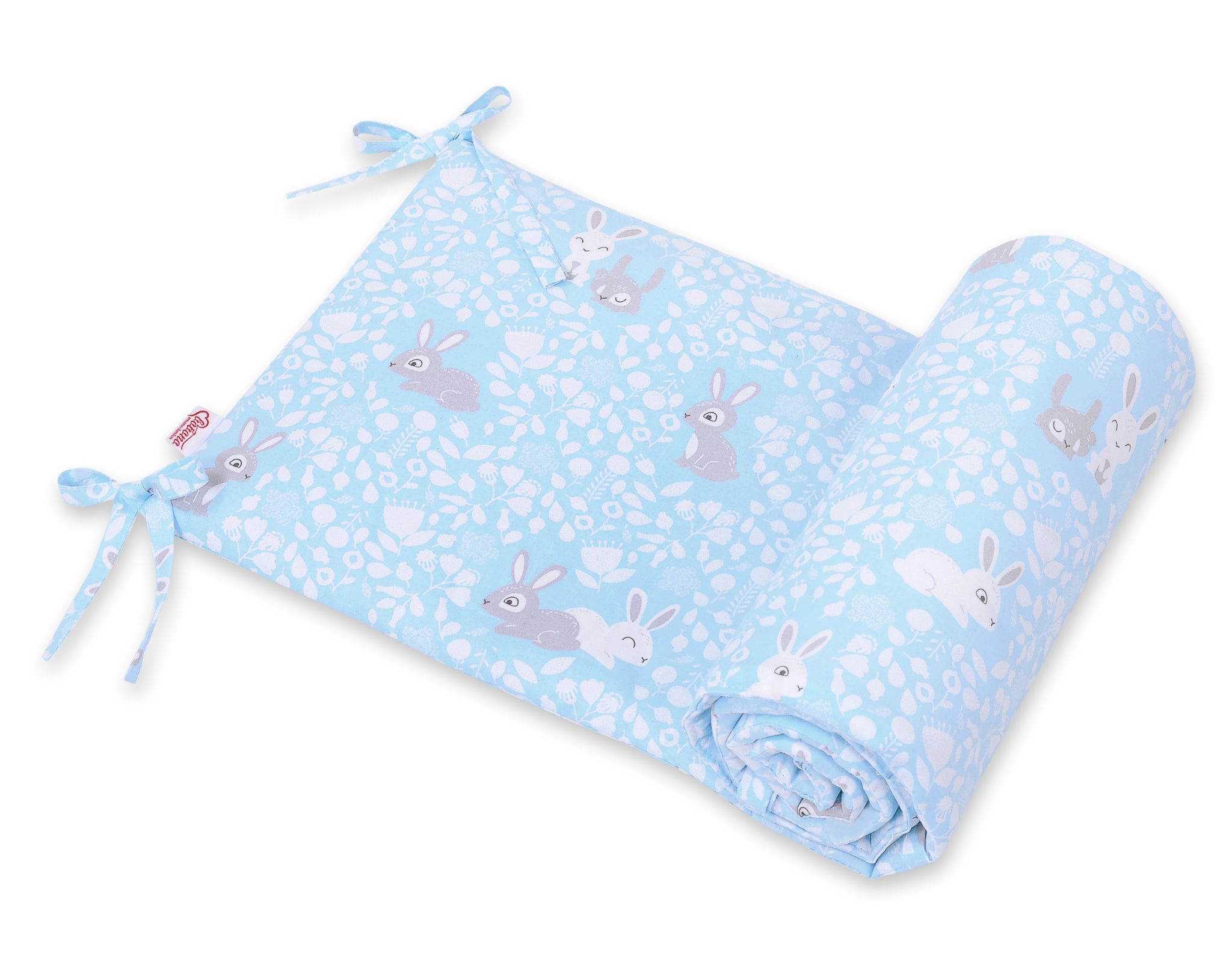 Spjälsängsskydd - sängkant - optimalt skydd - blå kaniner - bomull