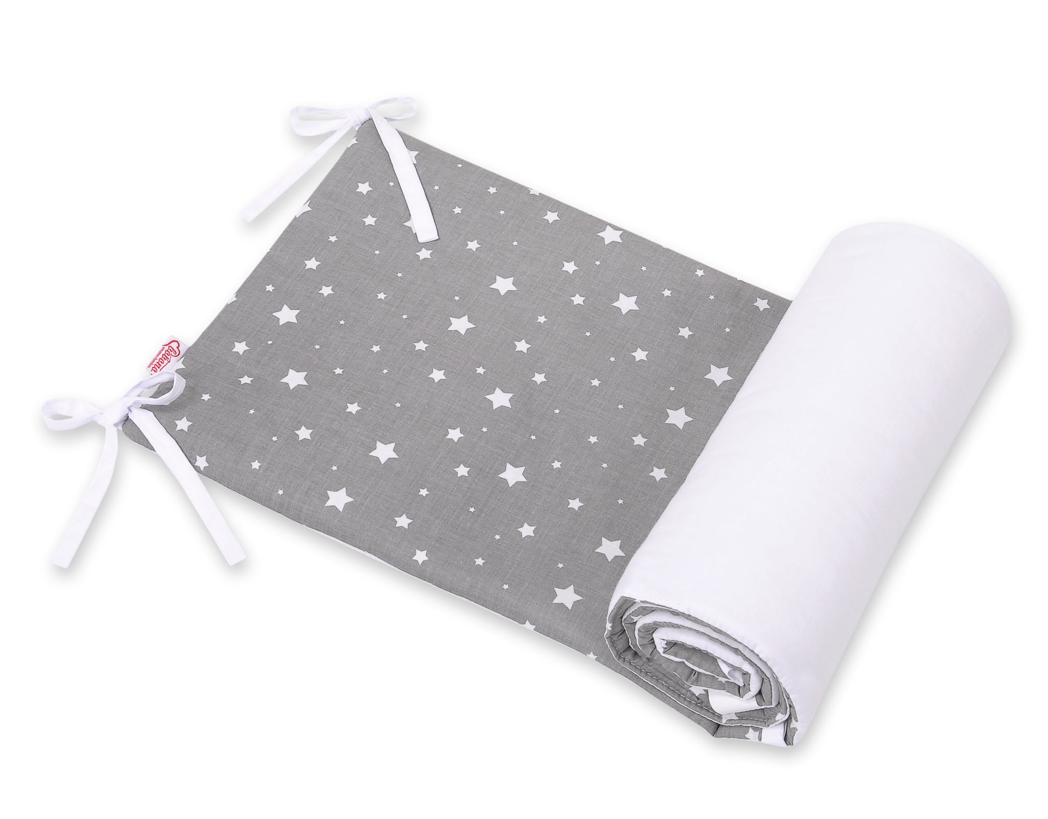 Babybedbumper, stootrand, dubbelzijdig - optimale bescherming, anti-allergisch, wit met sterren