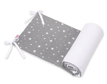 Babybedbumper, stootrand, dubbelzijdig - optimale bescherming, anti-allergisch, wit met sterren