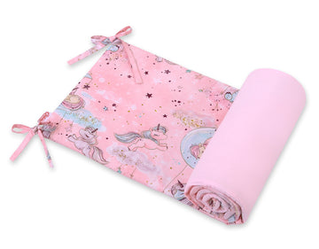Universele babybed bumper - bedrandbeschermer - extra bescherming en comfort, Unicorn roze