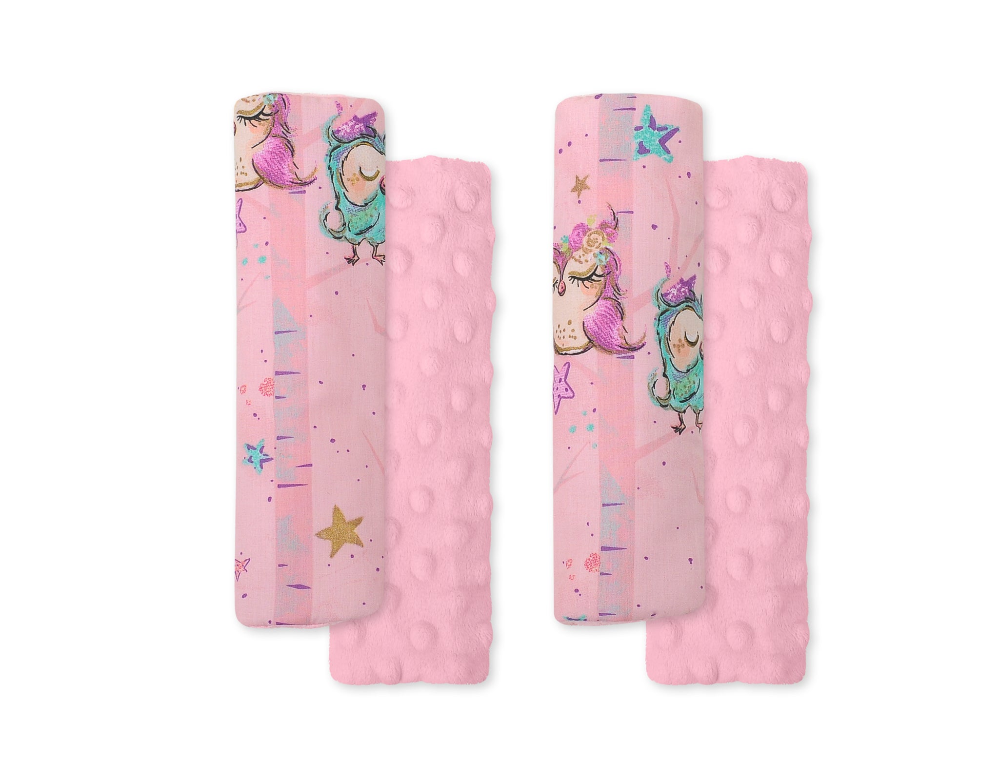 Dubbla säkerhetsbälteskuddar – säkerhetsbälteskuddar – extra komfort – set om 2 – bomull – rosa-mint