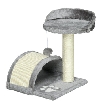 Kleine krabpaal voor katten 46 cm met kattenhol | Kleur: Grijs