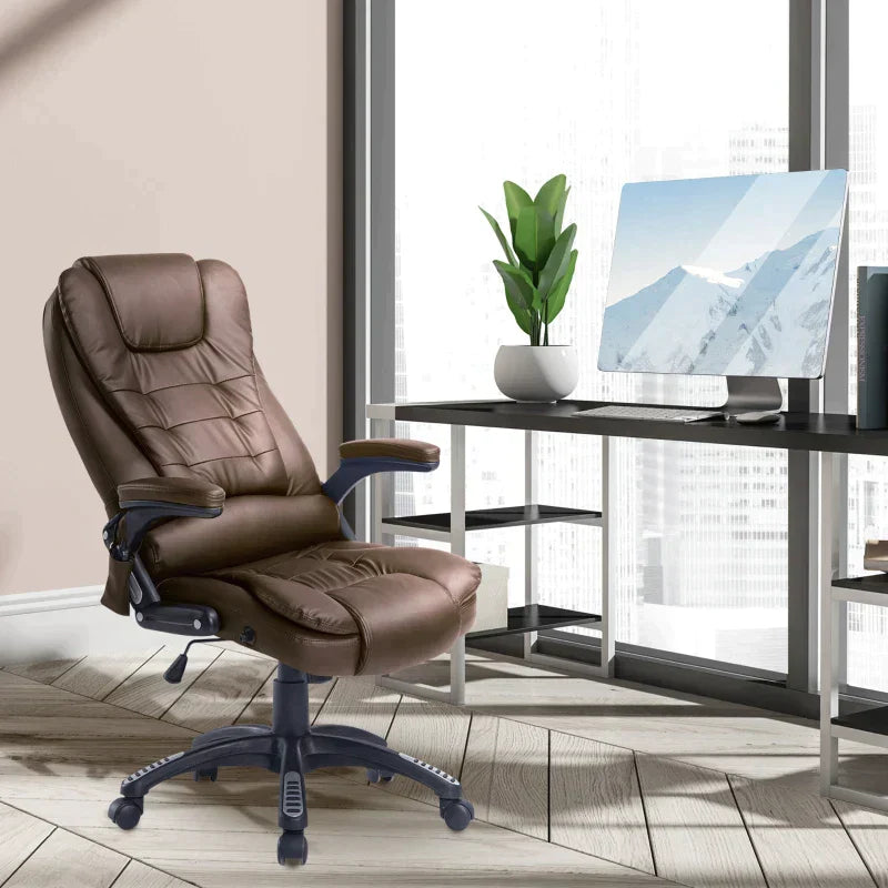 Massage-Bürostuhl mit Heizfunktion | Farbe: Braun | Abmessungen: 62x68x111-121 cm