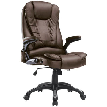Massage bureaustoel met verwarming | Kleur: Bruin | Afmetingen: 62x68x111-121 cm