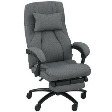 Massage bureaustoel met USB en wielen | Kleur: Grijs | Afmetingen: 64x74x109-117 cm