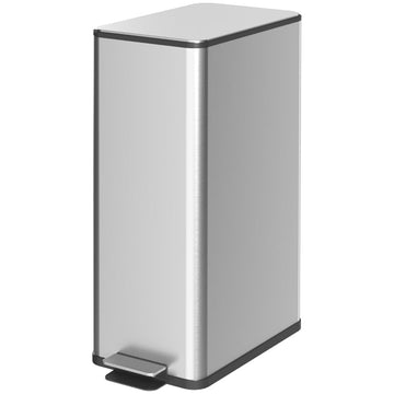 20L RVS Prullenbak met Deksel en Pedaal | Kleur: Zilver | Afmetingen: 37.2x21.5x57 cm