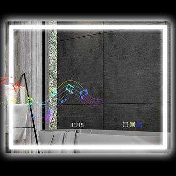 LED badkamerspiegel met Bluetooth 80x100 cm | Kleur: Zilver | Afmetingen: 80x3.5x100 cm
