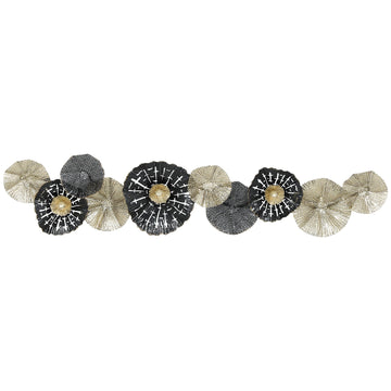 Moderne metalen wanddecoratie zwart-goud | Kleur: Zwart + Goud | Afmetingen: 7x134x29 cm