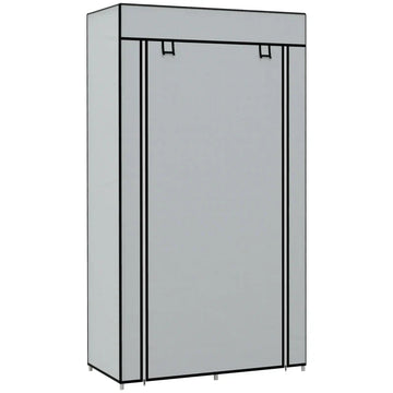 Stoffen kledingkast met 5 planken en 2 lades | Kleur: Lichtgrijs | Afmetingen: 83x42.5x162.5 cm