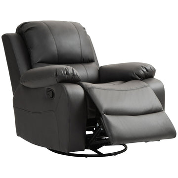 Relaxfauteuil met schommel- en 360°-draaifunctie | Kleur: Zwart | Afmetingen: 100x93x98 cm