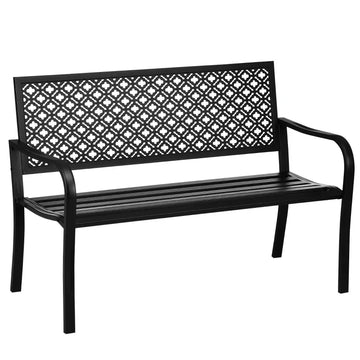 Tuinbank voor 2 personen - Metalen tuinbank | Kleur: Zwart | Afmetingen: 127x63x83 cm