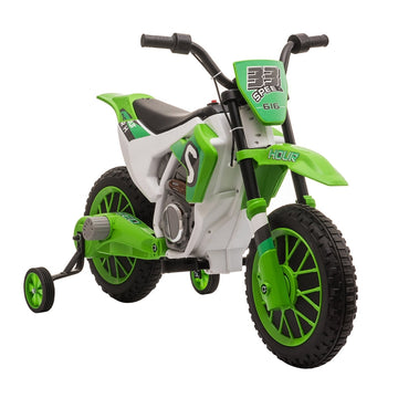 Elektrische kindermotor | Kleur: Groen+Wit | Afmetingen: 51.5x106.5x68 cm