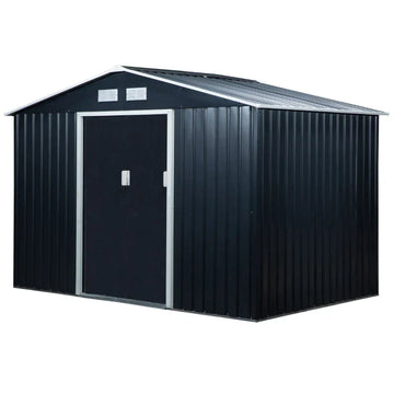 Metalen tuinschuur met schuifdeuren | Kleur: Donkergrijs | Afmetingen: 195x277x192 cm