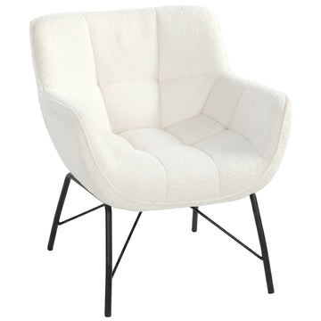 Moderne loungestoel met Sherpa-fleece | Kleur: Crèmewit | Afmetingen: 69x68x78,5 cm